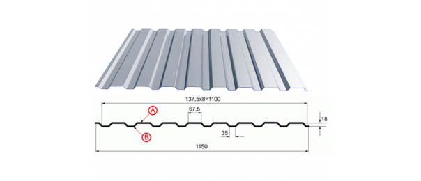 Профнастил оцинкованный С-20 1100x2500 купить недорого в Новоклемово